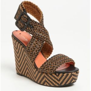 Via Spiga Leather Platform Ankle Wedge